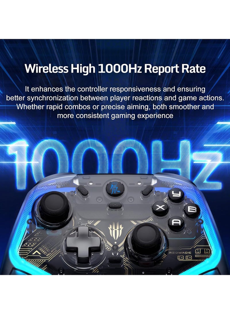 ريد ماجيك ذراع تحكم ألعاب ريد ماجيك سايبر لاسلكي 1000Hz – عصي وأزرار بتقنية Hall Effect، اتصال 3 أوضاع (سلكي / بلوتوث / دونجل 2.4G)، قاعدة شحن من الألمنيوم، توربو وماكرو، متوافق مع الكمبيوتر، أندرويد، iOS، التلفزيون الذكي، اللابتوب و نينتندو سويتش - Image 3